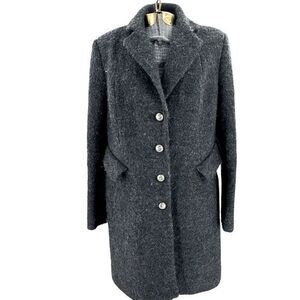 Coldwater Creek Textured Wool Blend Coat Long Charcoal Gray Academia Womans L 14